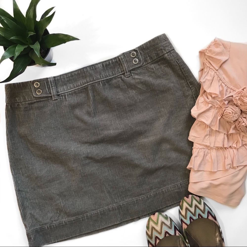 LOFT Factory Corduroy Gray Skirt Size 12P